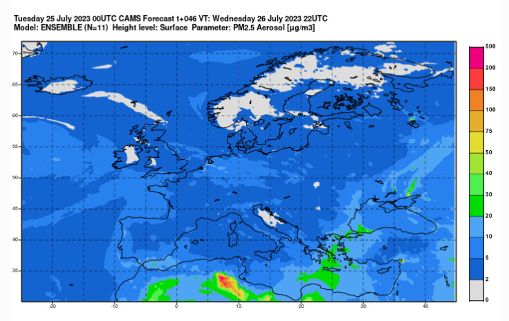 Fijnstofvoorspelling van de Copernicus Atmosphere Monitoring Service